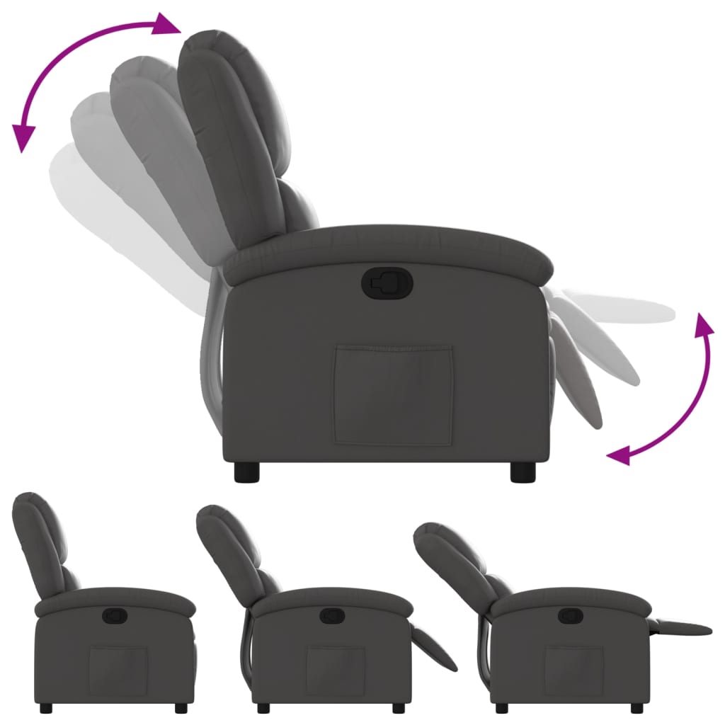 Relaxfauteuil Grijs Echt Leer is nu te koop bij PeponiXL, paradijselijk wonen!