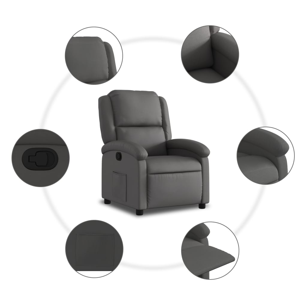 Relaxfauteuil Grijs Echt Leer is nu te koop bij PeponiXL, paradijselijk wonen!