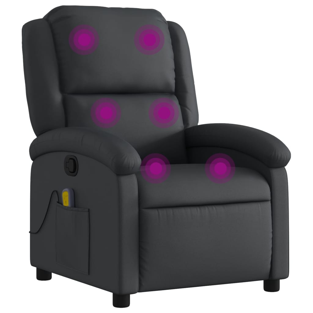 Massagestoel van echt leer, zwart is nu te koop bij PeponiXL, paradijselijk wonen!