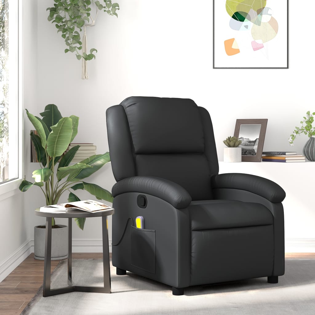 Massagestoel van echt leer, zwart is nu te koop bij PeponiXL, paradijselijk wonen!