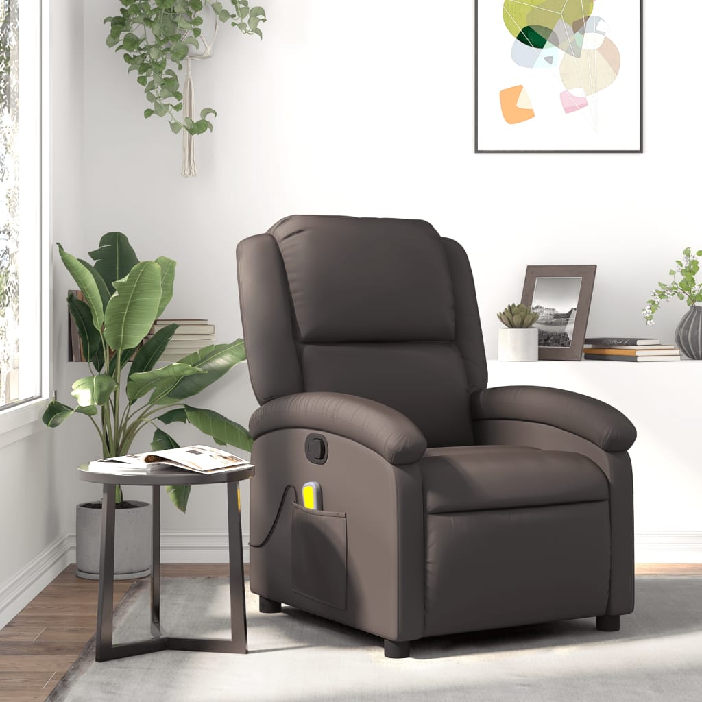 Massagestoel van echt leer, donkerbruin is nu te koop bij PeponiXL, paradijselijk wonen!