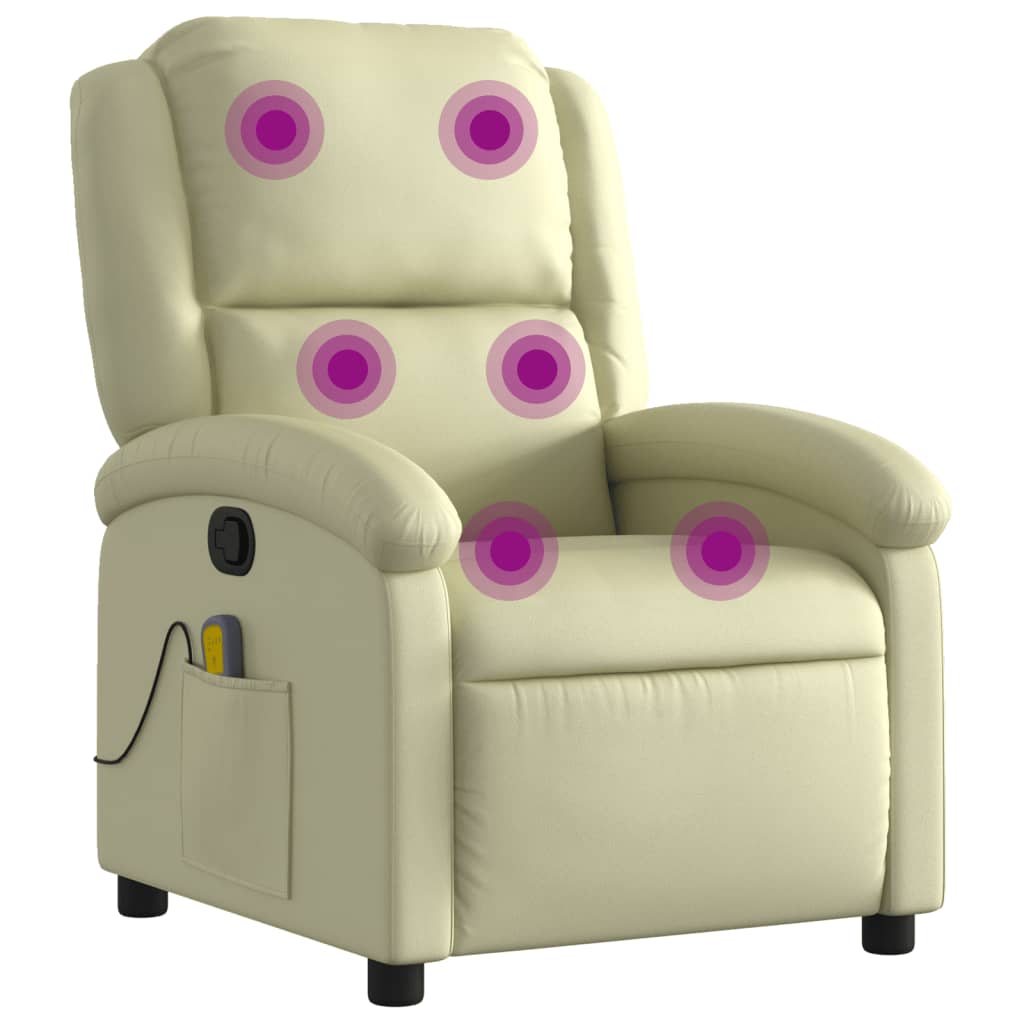 Massagestoel van echt leer, crèmekleurig is nu te koop bij PeponiXL, paradijselijk wonen!
