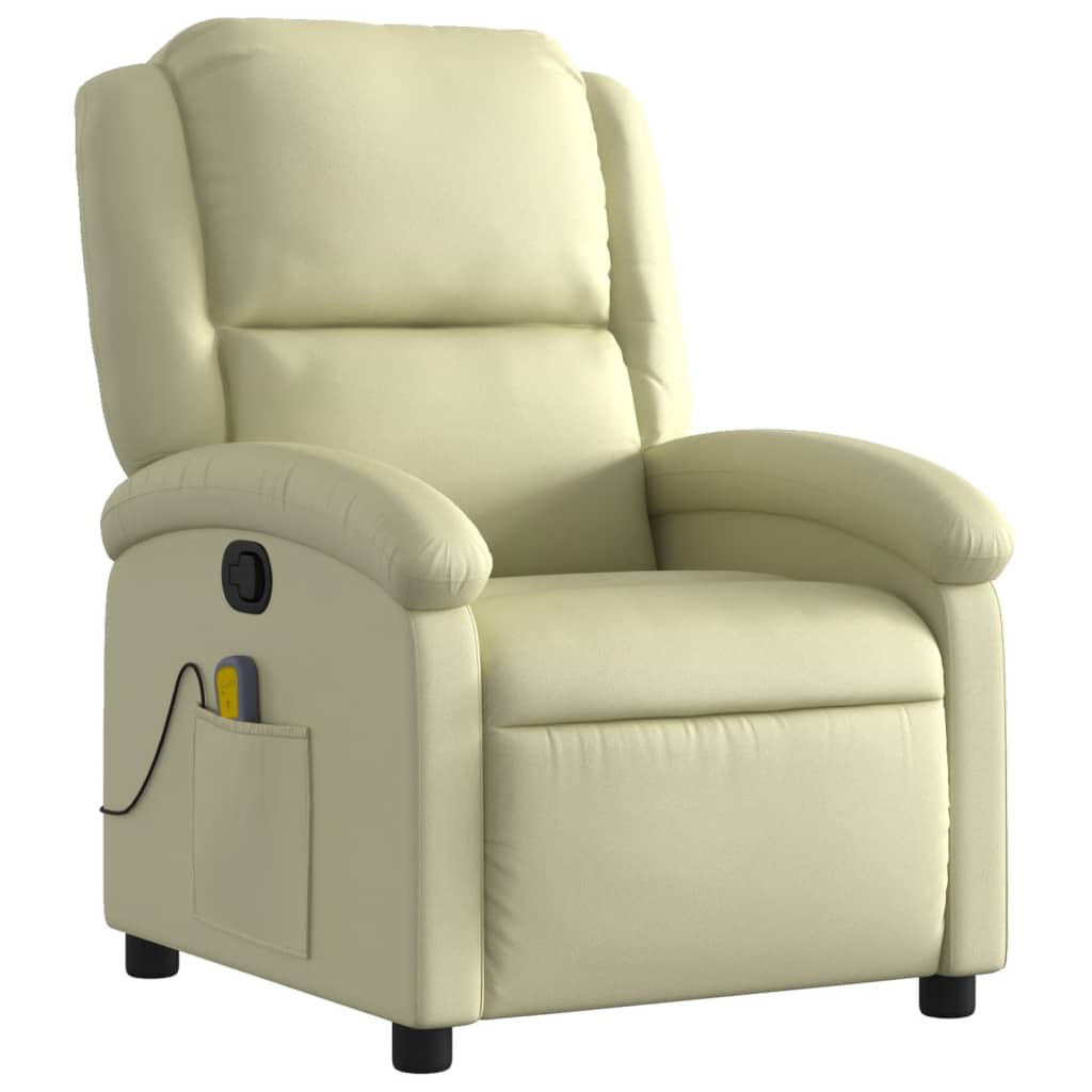 Massagestoel van echt leer, crèmekleurig is nu te koop bij PeponiXL, paradijselijk wonen!