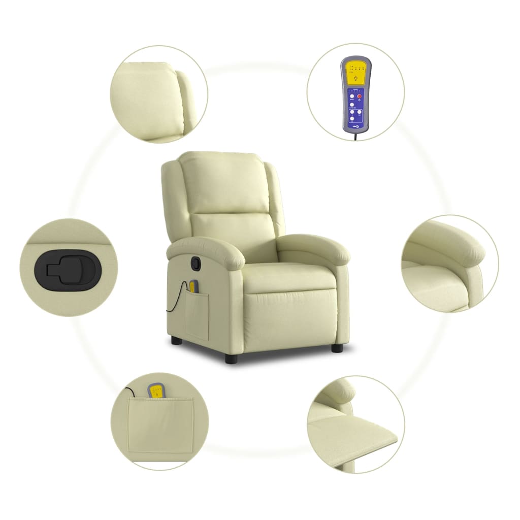 Massagestoel van echt leer, crèmekleurig is nu te koop bij PeponiXL, paradijselijk wonen!