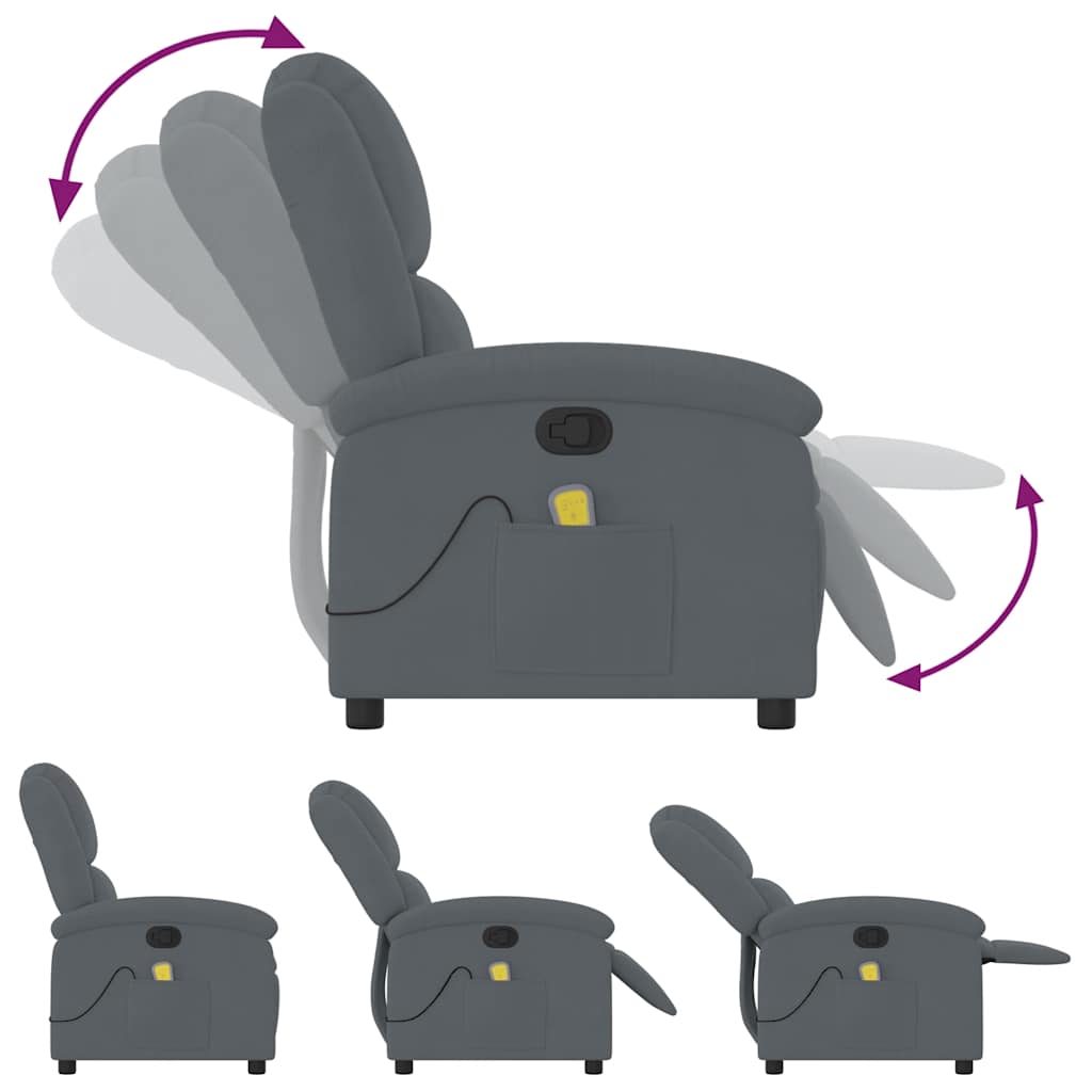 Massagestoel in donkergrijs fluweel is nu te koop bij PeponiXL, paradijselijk wonen!