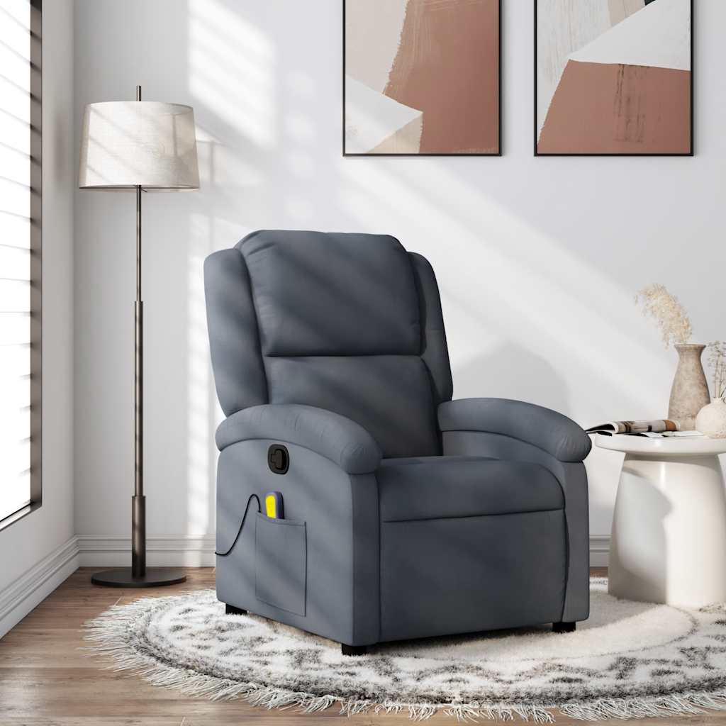 Massagestoel in donkergrijs fluweel is nu te koop bij PeponiXL, paradijselijk wonen!