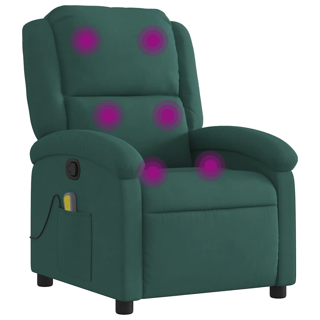 Massagestoel in donkergroen fluweel is nu te koop bij PeponiXL, paradijselijk wonen!
