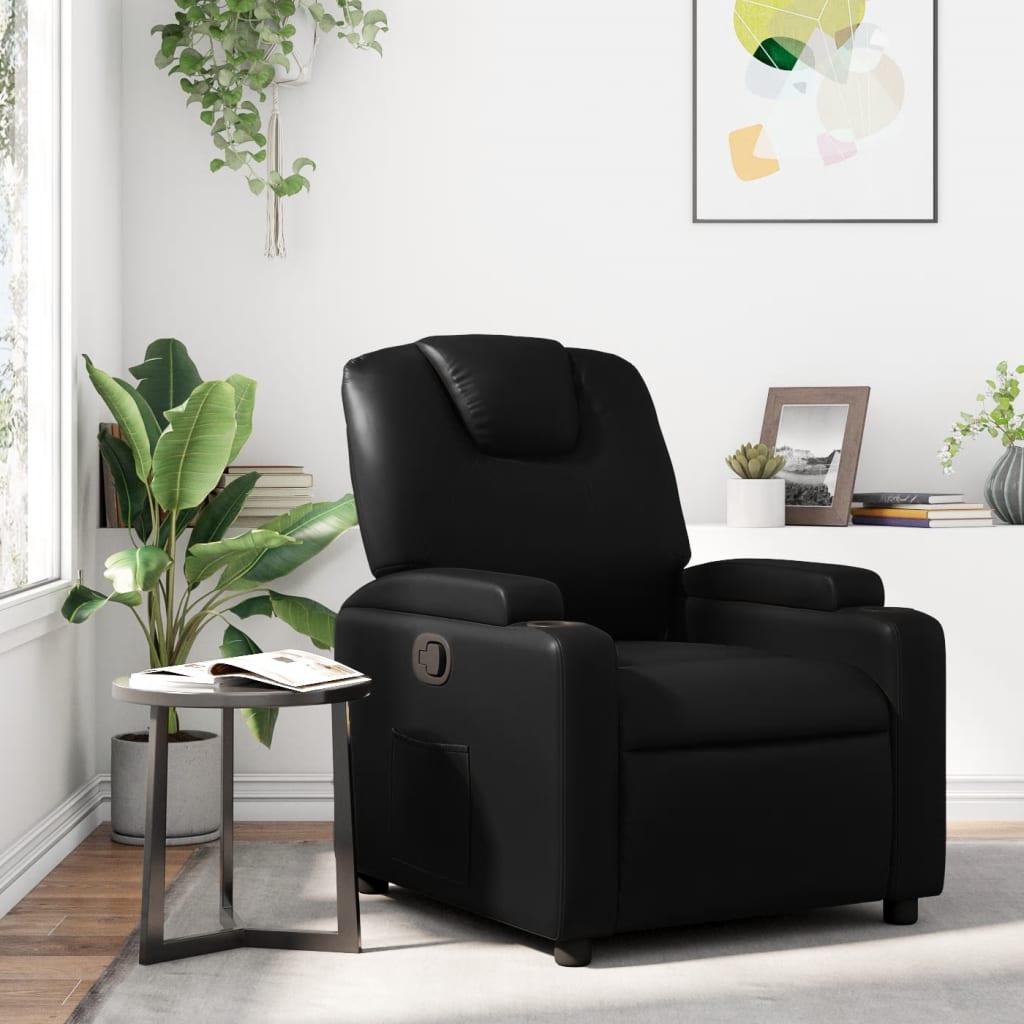 Relaxfauteuil zwart kunstleer is nu te koop bij PeponiXL, paradijselijk wonen!