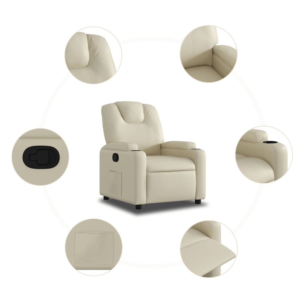 Relaxfauteuil Crème Kunstleer is nu te koop bij PeponiXL, paradijselijk wonen!