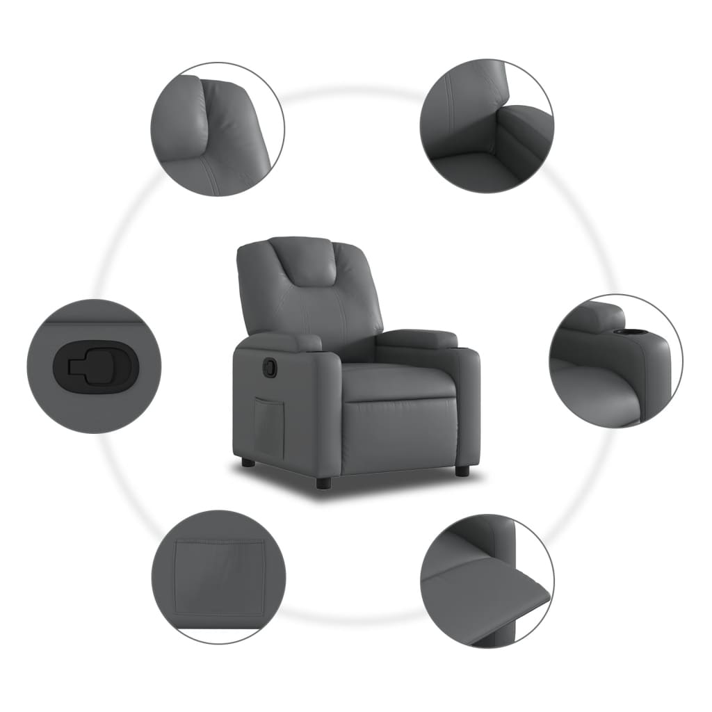 Relaxfauteuil grijs kunstleer is nu te koop bij PeponiXL, paradijselijk wonen!