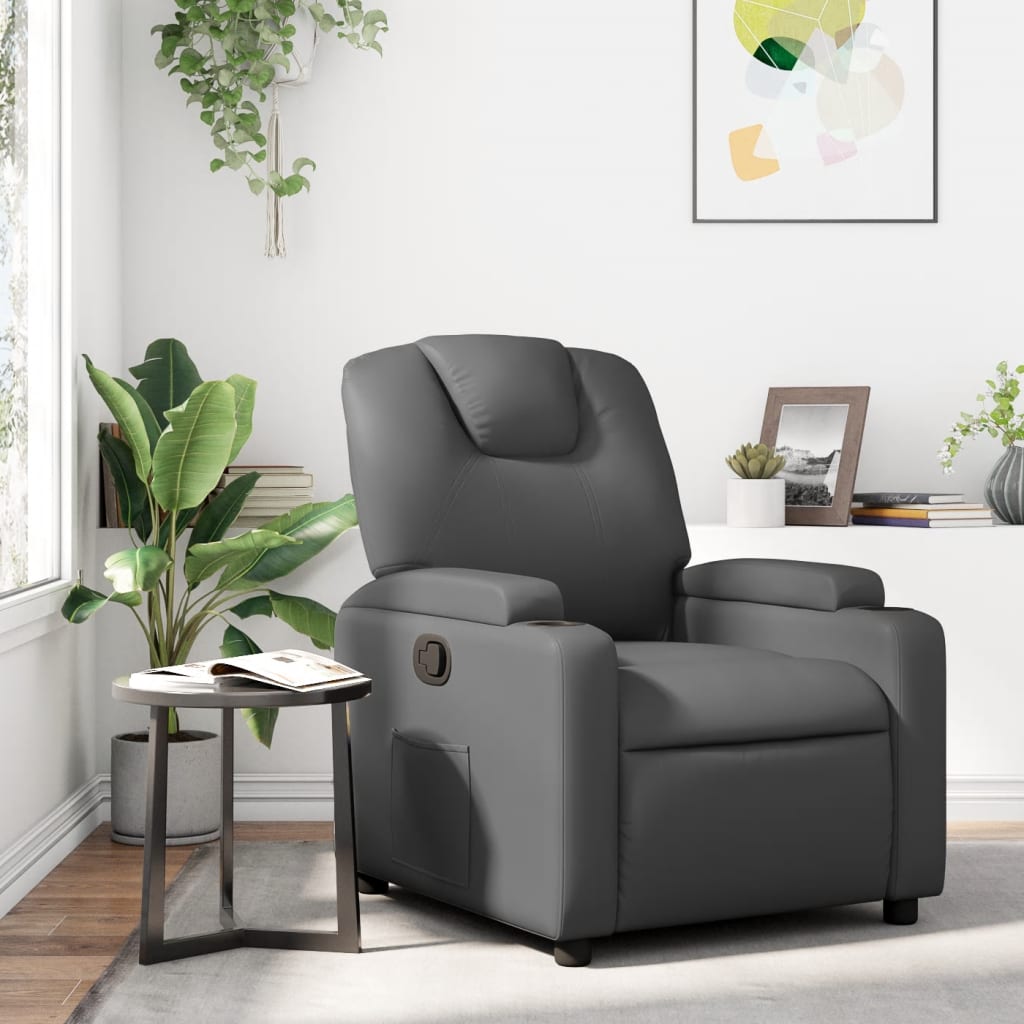 Relaxfauteuil grijs kunstleer is nu te koop bij PeponiXL, paradijselijk wonen!