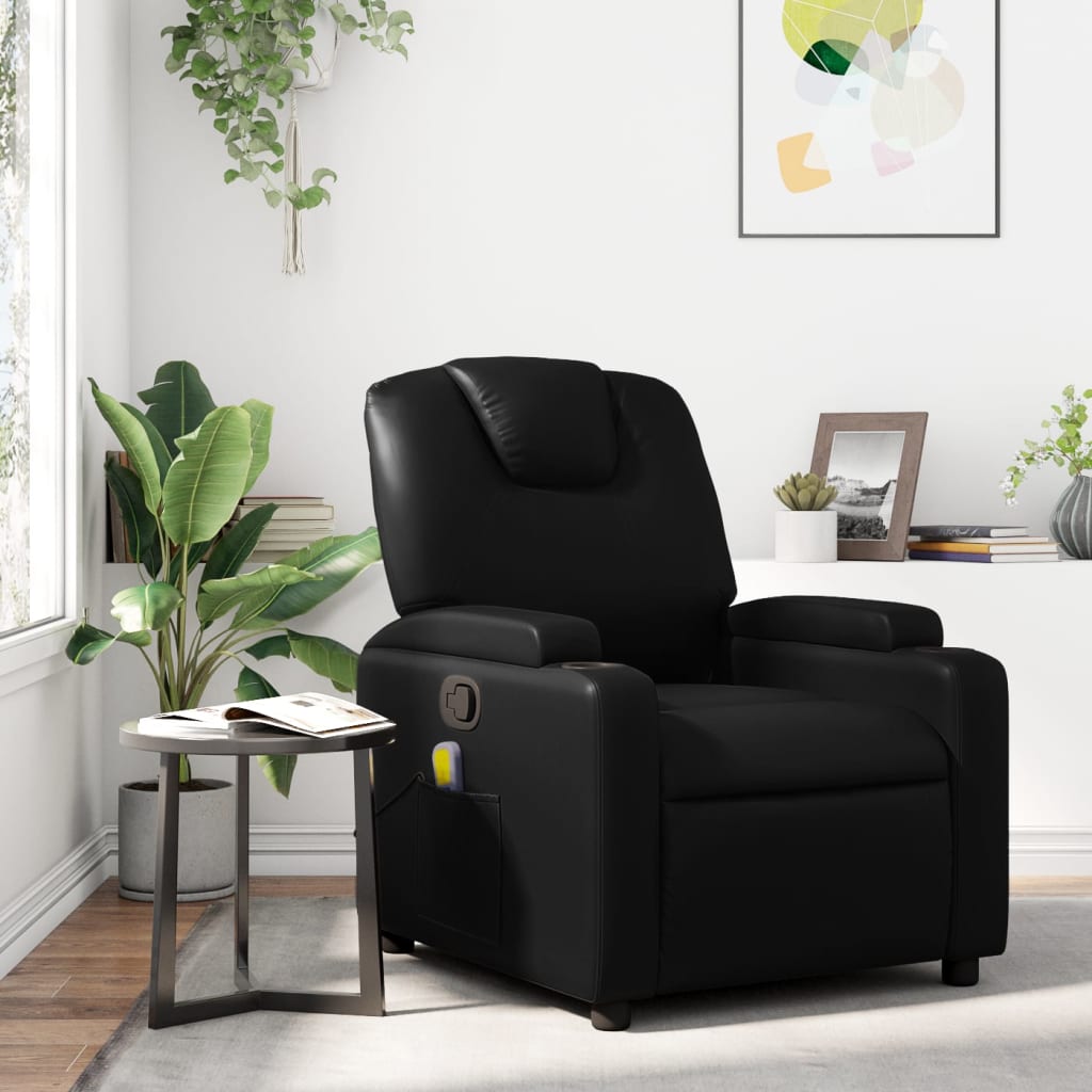 Massagestoel van zwart kunstleer is nu te koop bij PeponiXL, paradijselijk wonen!