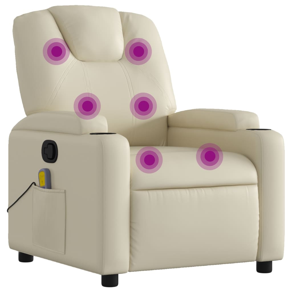 Massagestoel van kunstleer in crèmekleur is nu te koop bij PeponiXL, paradijselijk wonen!