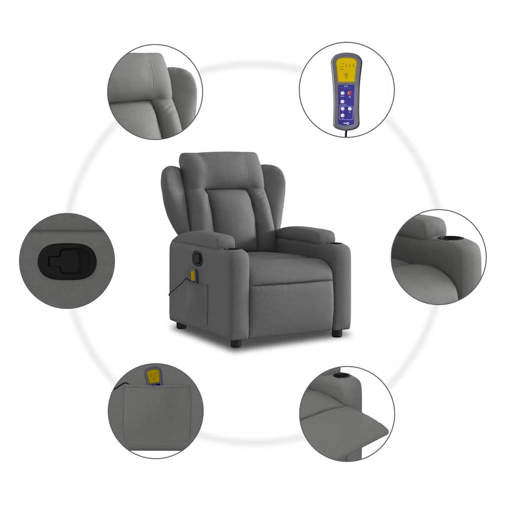 Massagestoel in donkergrijze stof is nu te koop bij PeponiXL, paradijselijk wonen!