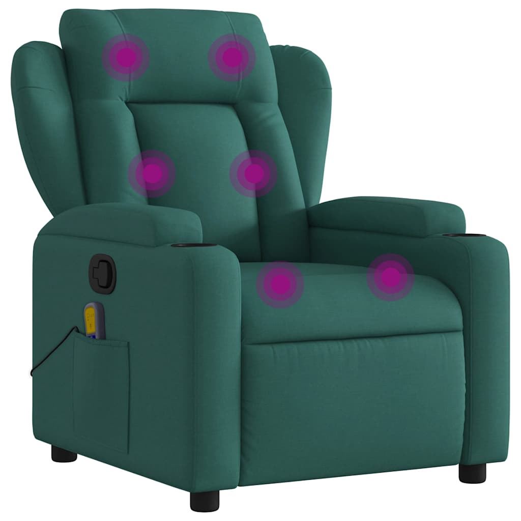 Massagestoel met donkergroene stof is nu te koop bij PeponiXL, paradijselijk wonen!
