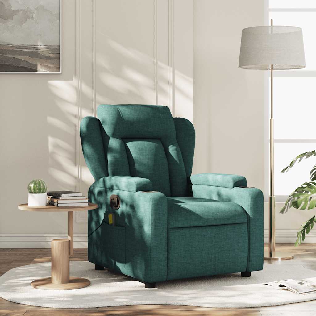 Massagestoel met donkergroene stof is nu te koop bij PeponiXL, paradijselijk wonen!