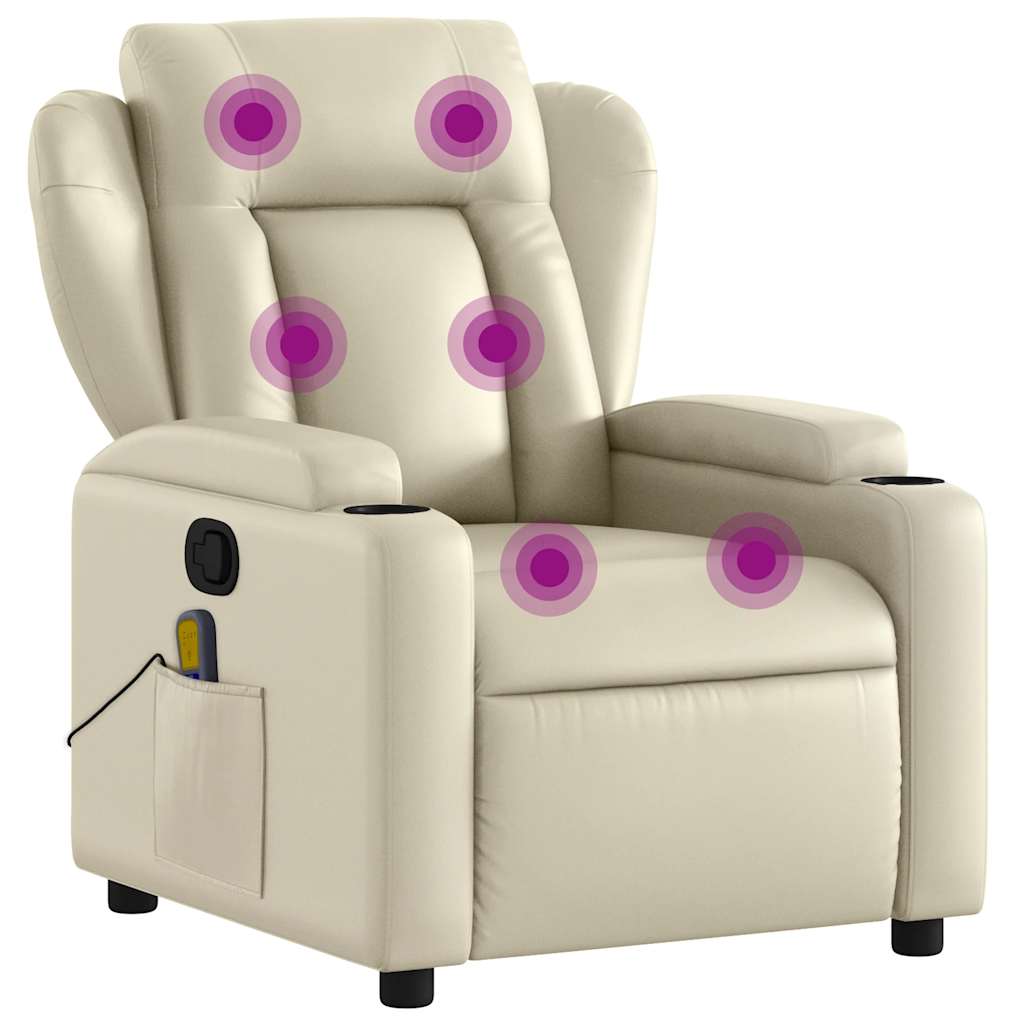 Massagestoel van kunstleer in crèmekleur is nu te koop bij PeponiXL, paradijselijk wonen!
