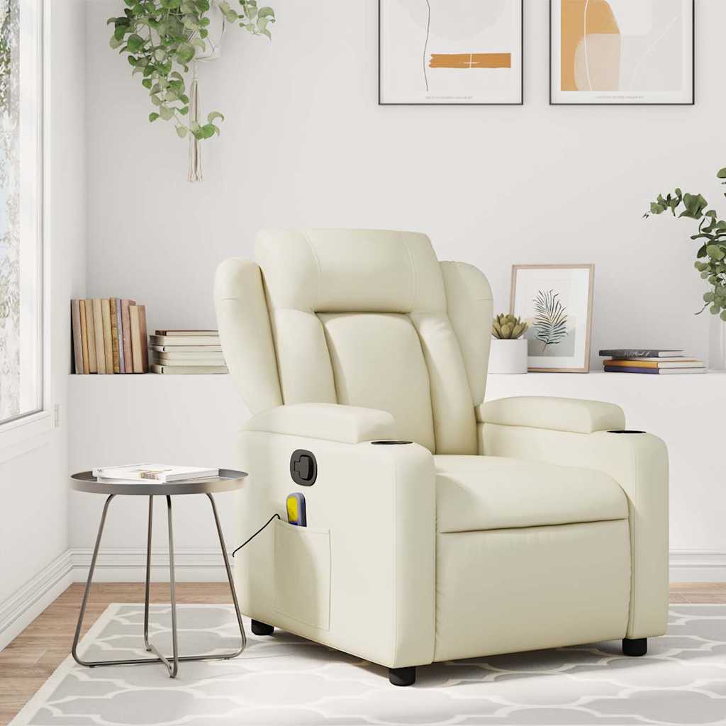 Massagestoel van kunstleer in crèmekleur is nu te koop bij PeponiXL, paradijselijk wonen!