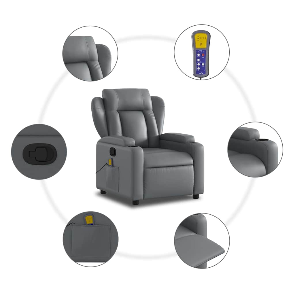 Massagestoel van grijs kunstleer is nu te koop bij PeponiXL, paradijselijk wonen!