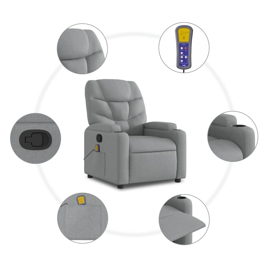 Massagestoel met lichtgrijze stof is nu te koop bij PeponiXL, paradijselijk wonen!