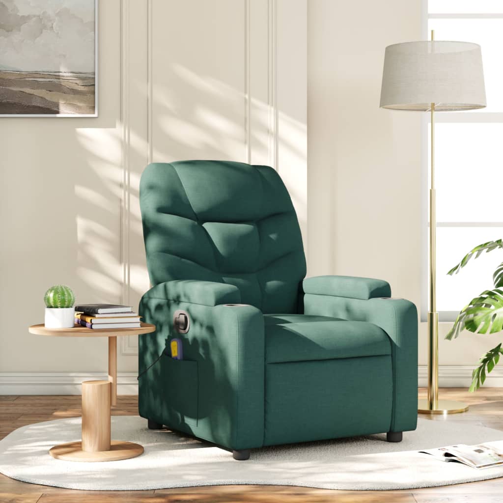 Massagestoel met donkergroene stof is nu te koop bij PeponiXL, paradijselijk wonen!