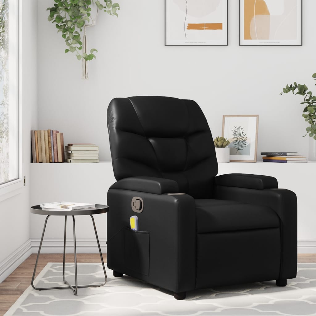 Massagestoel van zwart kunstleer is nu te koop bij PeponiXL, paradijselijk wonen!
