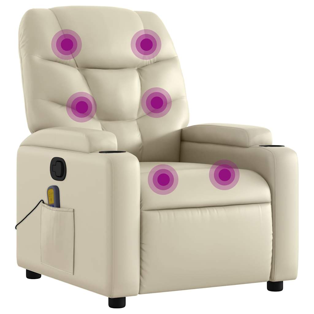 Massagestoel van kunstleer in crèmekleur is nu te koop bij PeponiXL, paradijselijk wonen!