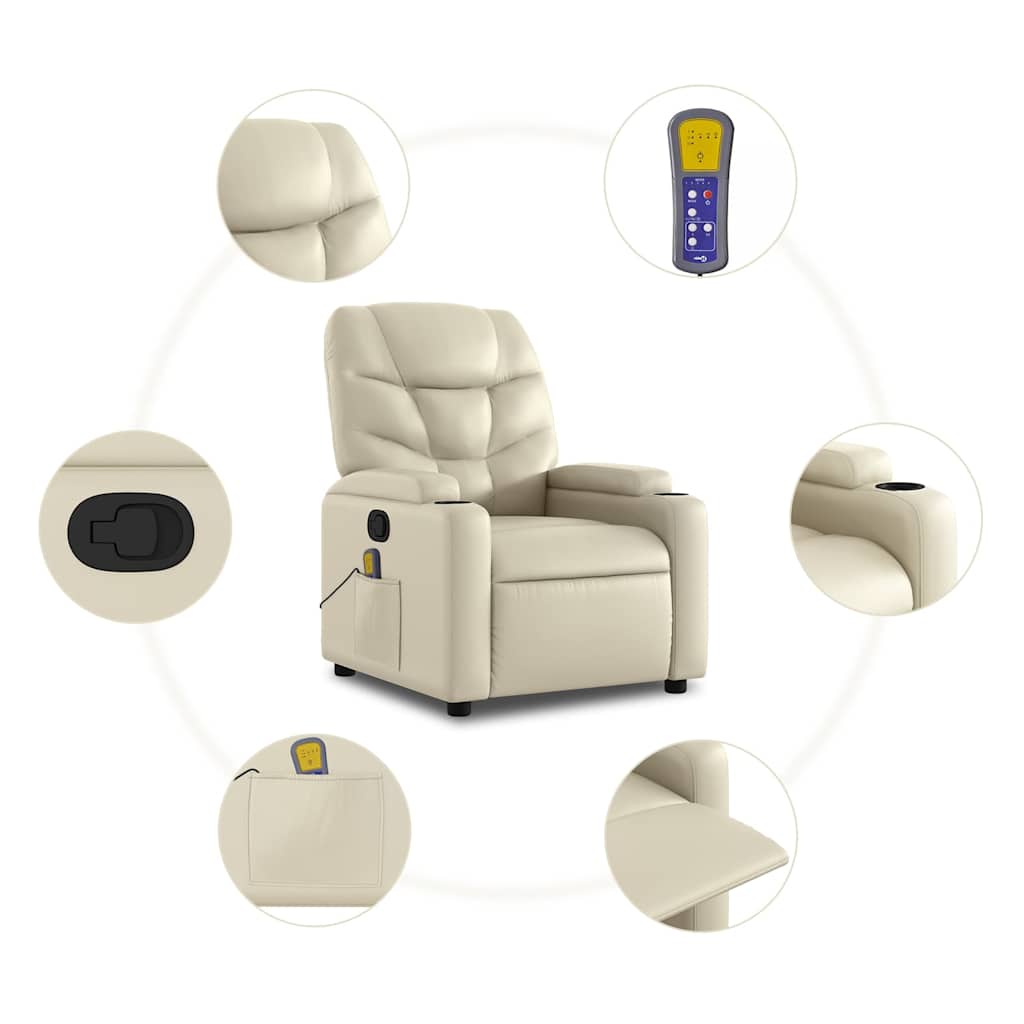 Massagestoel van kunstleer in crèmekleur is nu te koop bij PeponiXL, paradijselijk wonen!