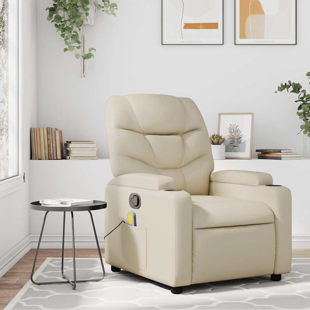 Massagestoel van kunstleer in crèmekleur is nu te koop bij PeponiXL, paradijselijk wonen!