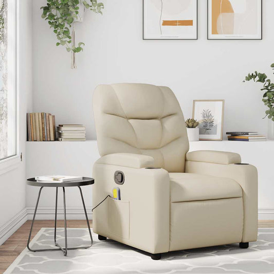 Massagestoel van kunstleer in crèmekleur is nu te koop bij PeponiXL, paradijselijk wonen!