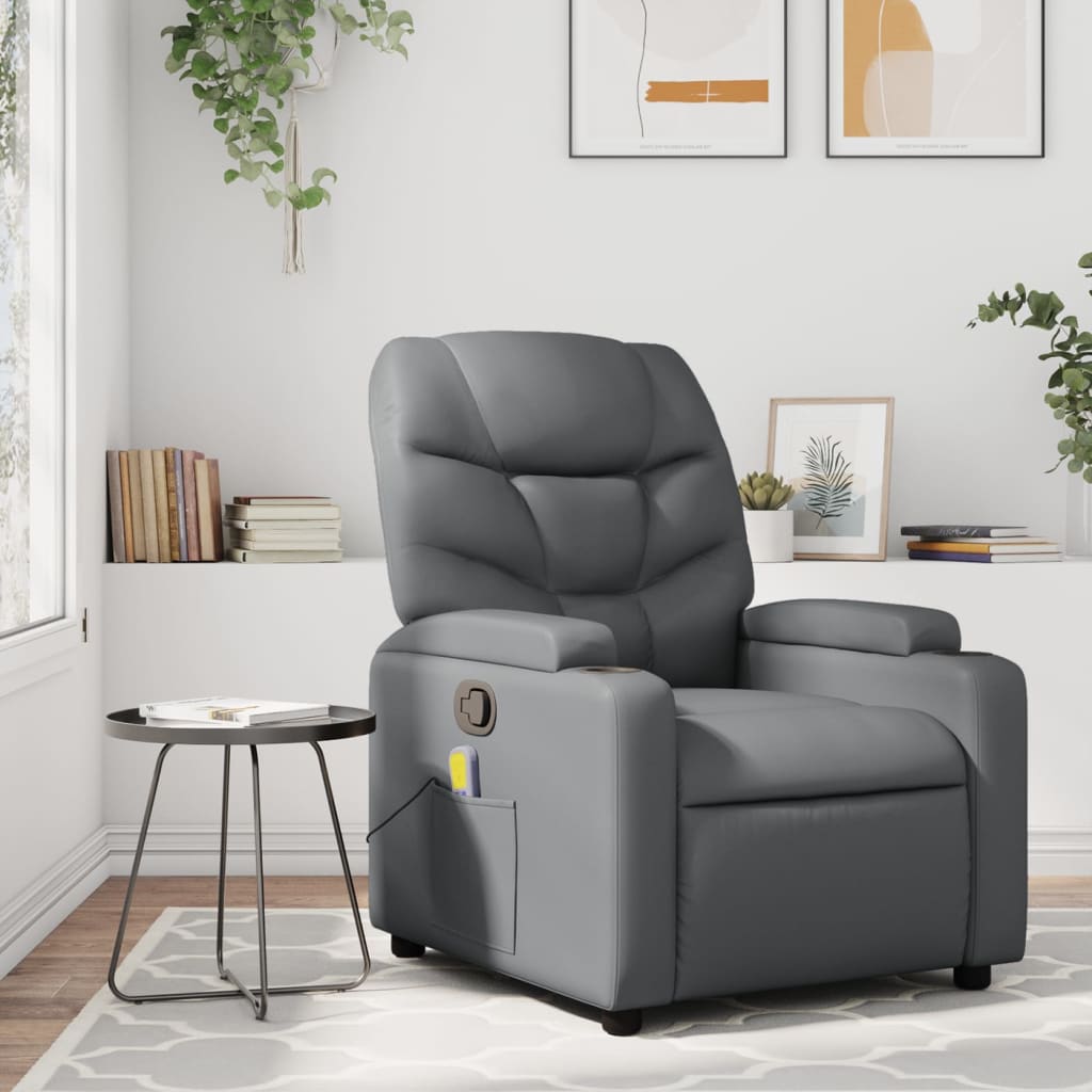 Massagestoel van grijs kunstleer is nu te koop bij PeponiXL, paradijselijk wonen!