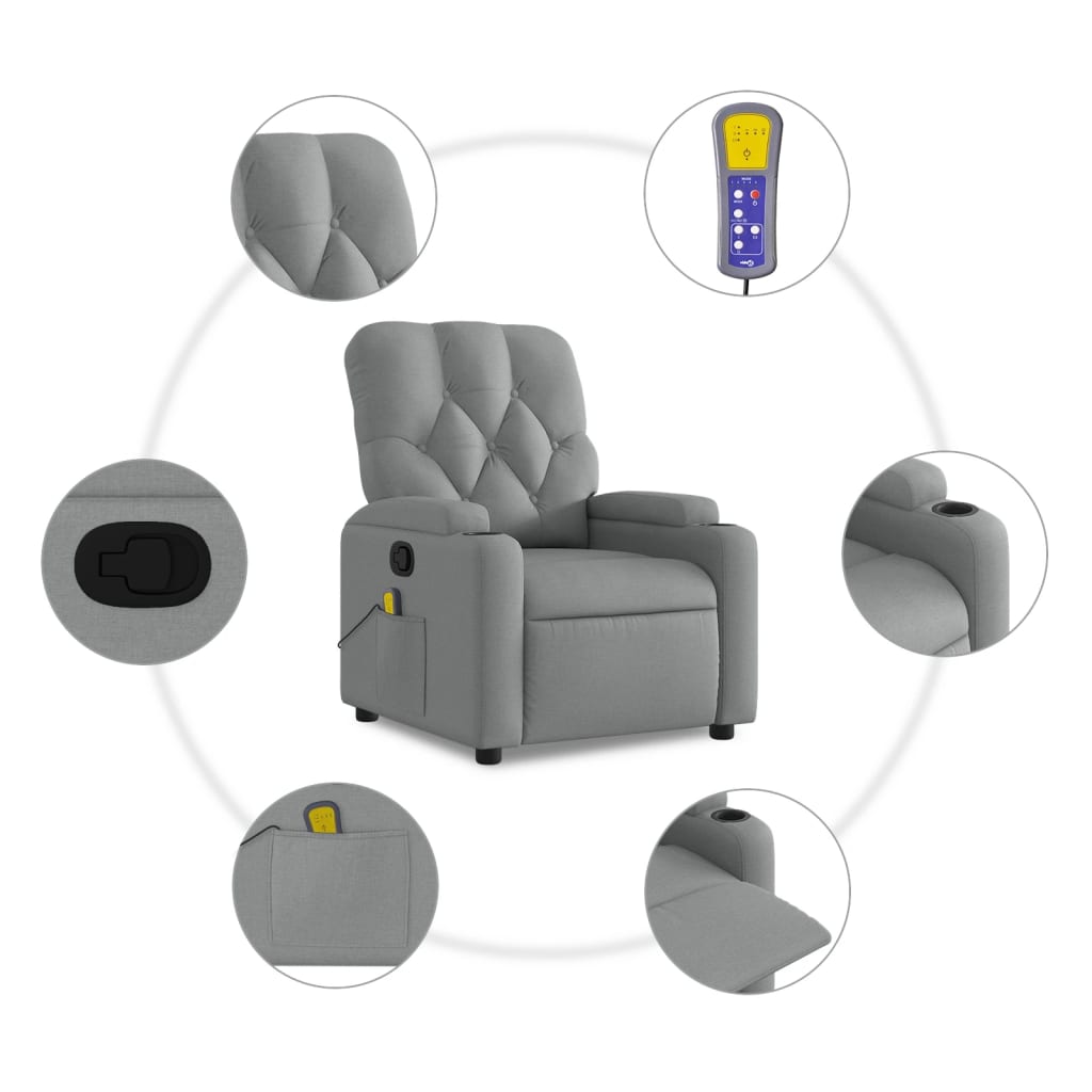 Massagestoel met lichtgrijze stof is nu te koop bij PeponiXL, paradijselijk wonen!