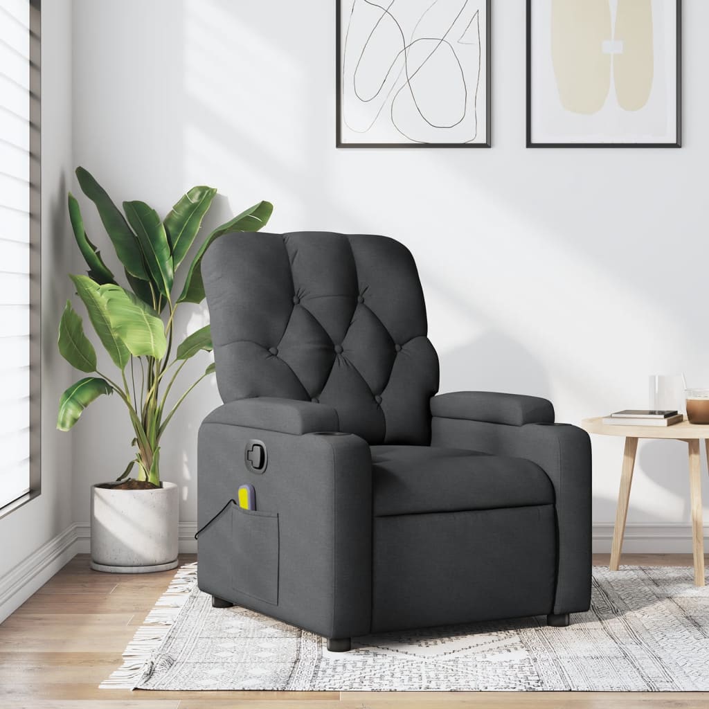 Massagestoel in donkergrijze stof is nu te koop bij PeponiXL, paradijselijk wonen!