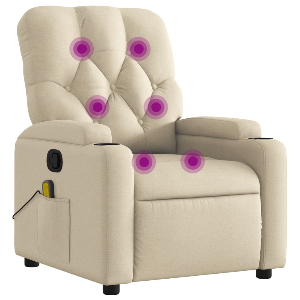 Massagestoel met crèmekleurige stof is nu te koop bij PeponiXL, paradijselijk wonen!