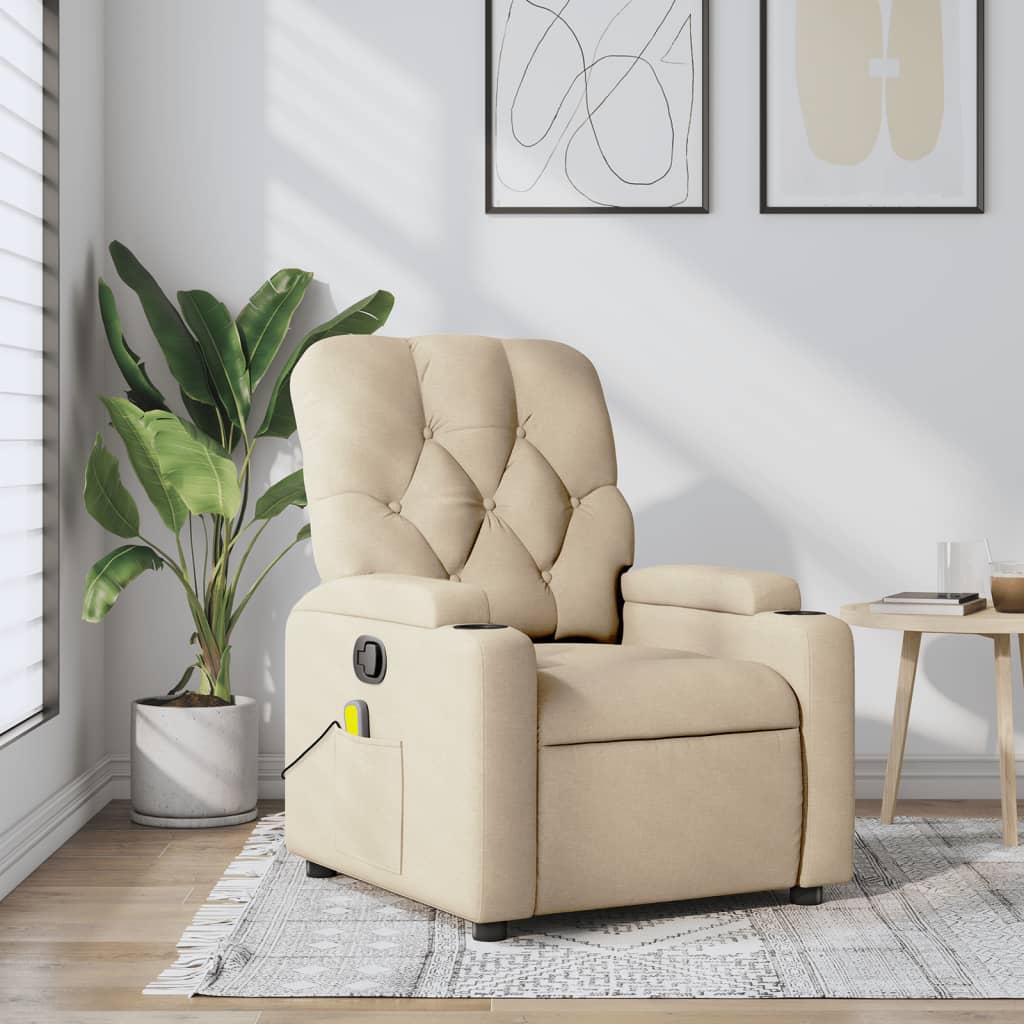 Massagestoel met crèmekleurige stof is nu te koop bij PeponiXL, paradijselijk wonen!
