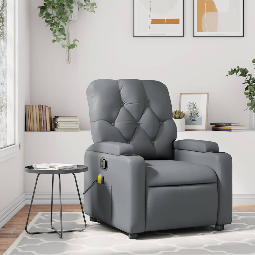 Massagestoel van grijs kunstleer is nu te koop bij PeponiXL, paradijselijk wonen!