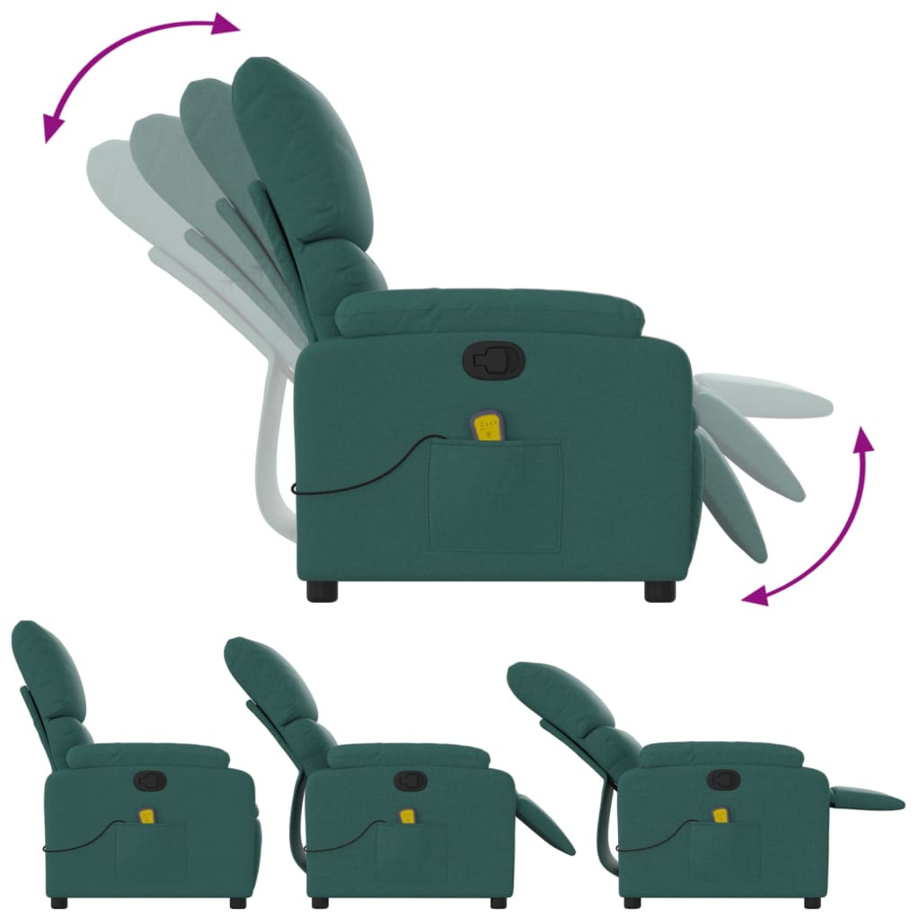Massagestoel met donkergroene stof is nu te koop bij PeponiXL, paradijselijk wonen!
