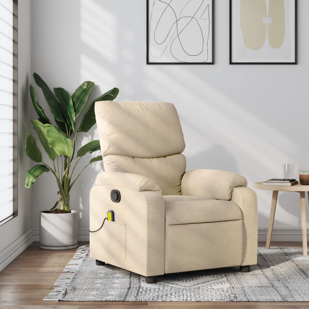 Massagestoel met crèmekleurige stof is nu te koop bij PeponiXL, paradijselijk wonen!
