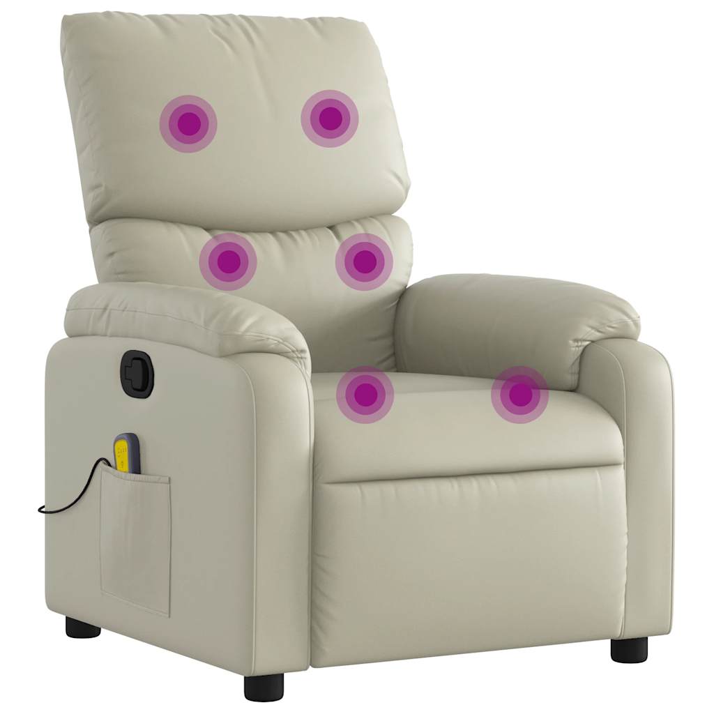 Massagestoel van kunstleer in crèmekleur is nu te koop bij PeponiXL, paradijselijk wonen!
