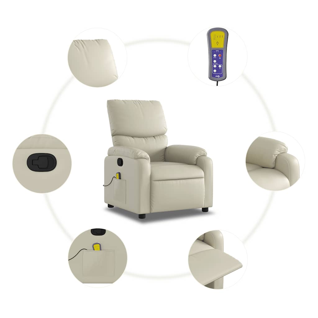 Massagestoel van kunstleer in crèmekleur is nu te koop bij PeponiXL, paradijselijk wonen!