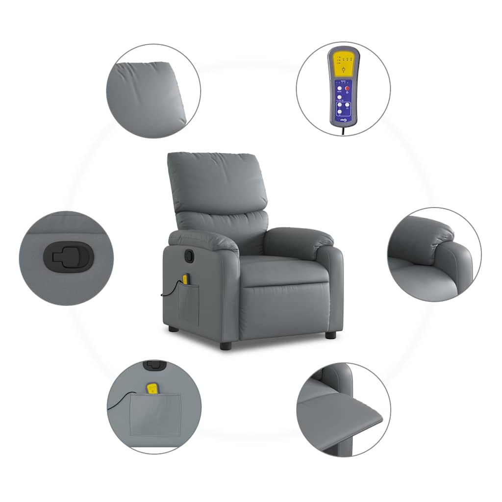 Massagestoel van grijs kunstleer is nu te koop bij PeponiXL, paradijselijk wonen!