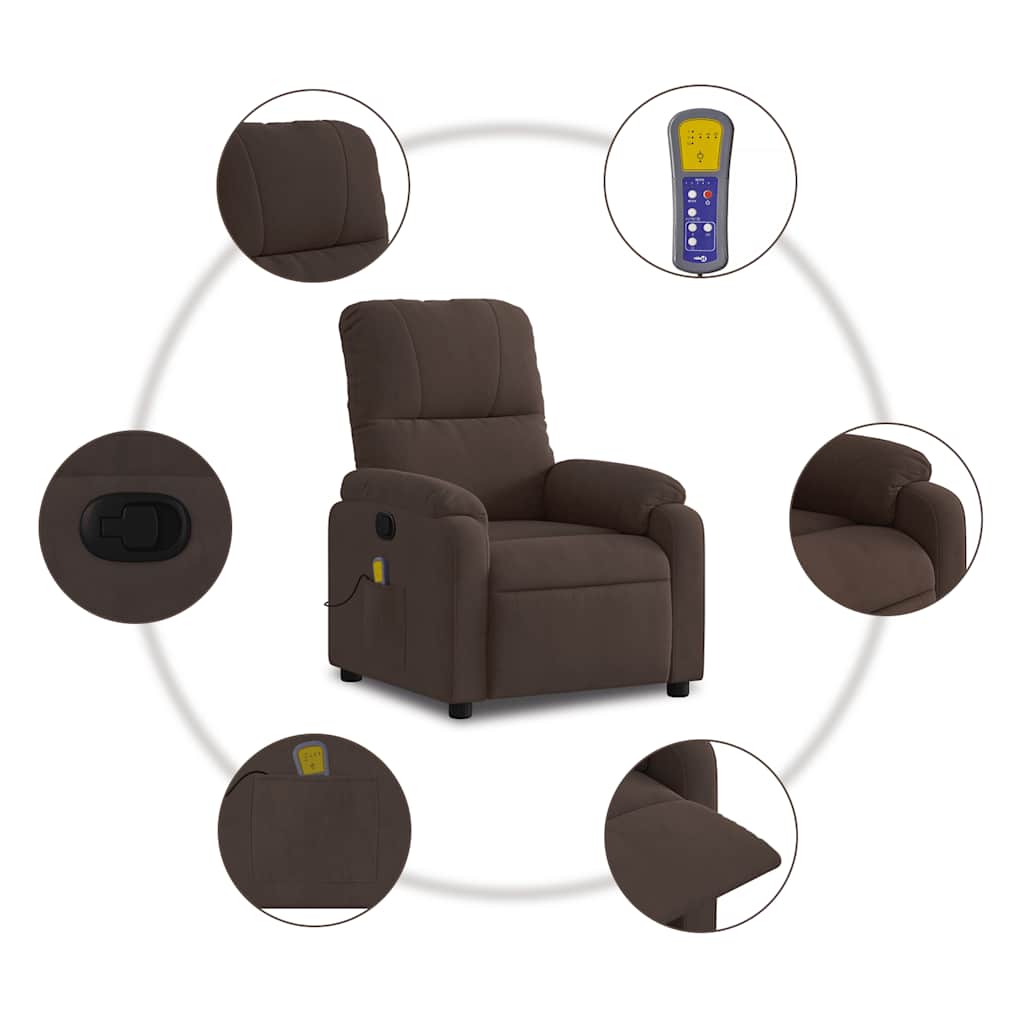 Massagestoel van microvezelstof in bruin is nu te koop bij PeponiXL, paradijselijk wonen!
