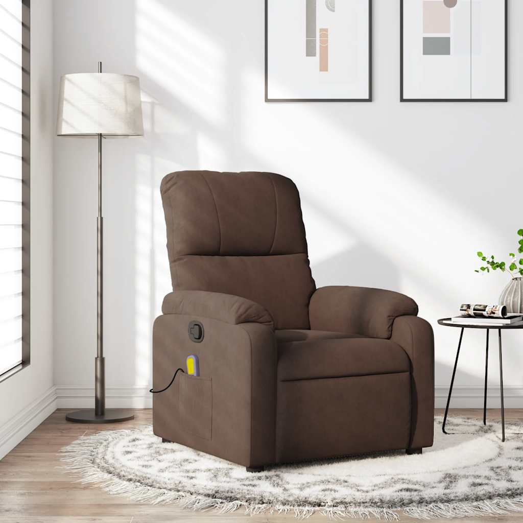 Massagestoel van microvezelstof in bruin is nu te koop bij PeponiXL, paradijselijk wonen!