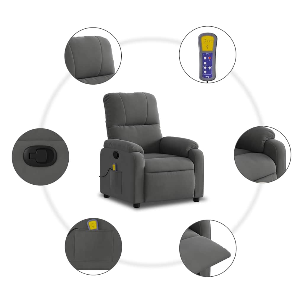 Massagestoel in donkergrijs microvezelstof is nu te koop bij PeponiXL, paradijselijk wonen!
