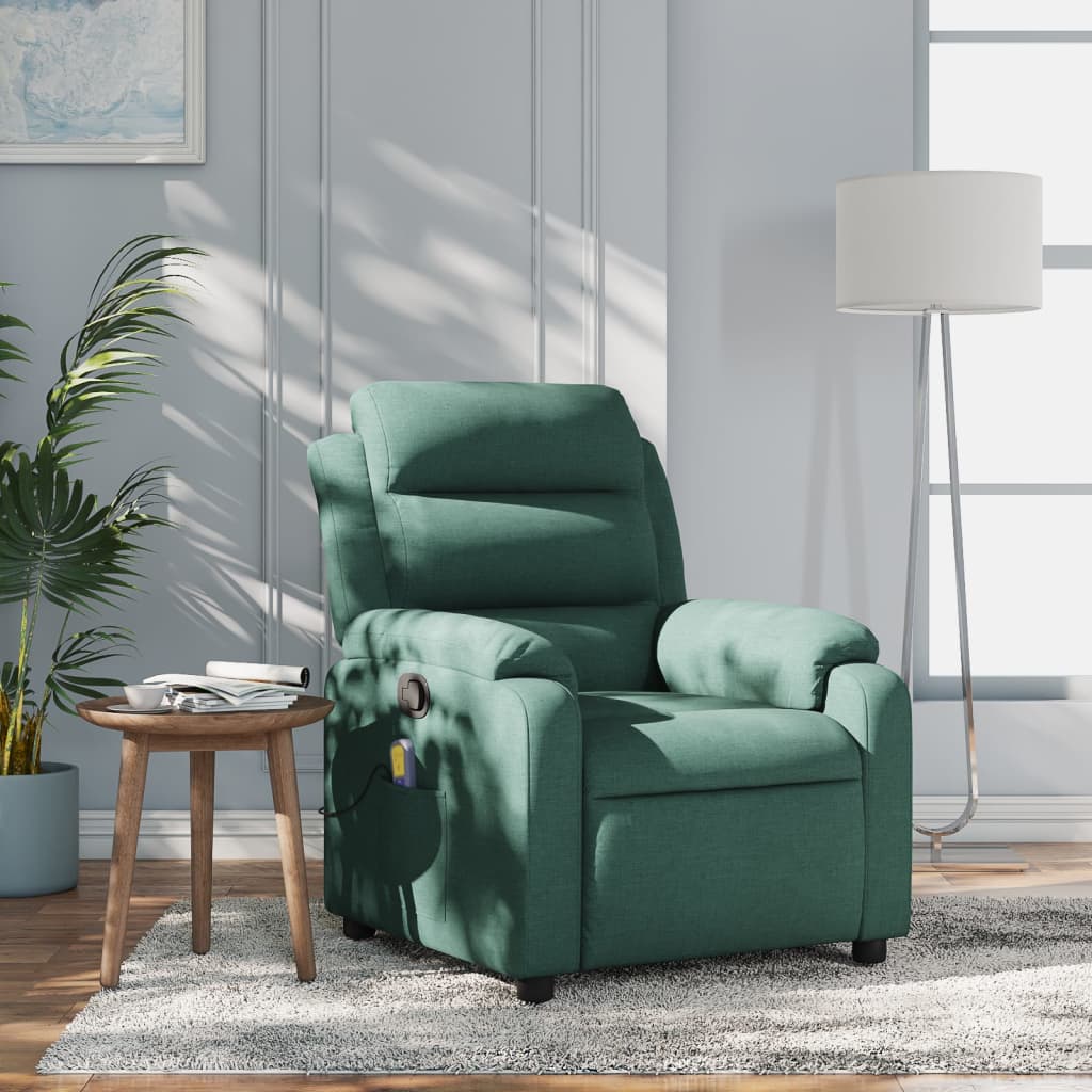 Massagestoel met donkergroene stof is nu te koop bij PeponiXL, paradijselijk wonen!