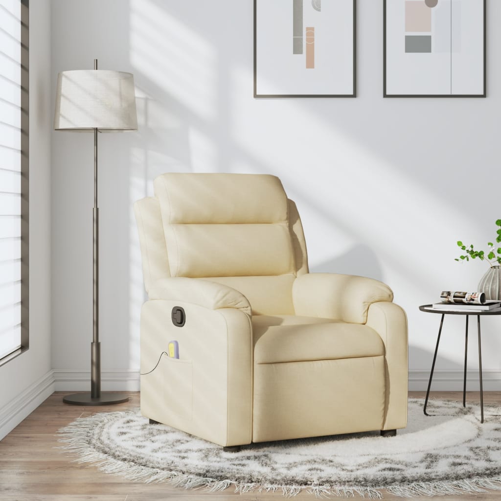 Massagestoel met crèmekleurige stof is nu te koop bij PeponiXL, paradijselijk wonen!