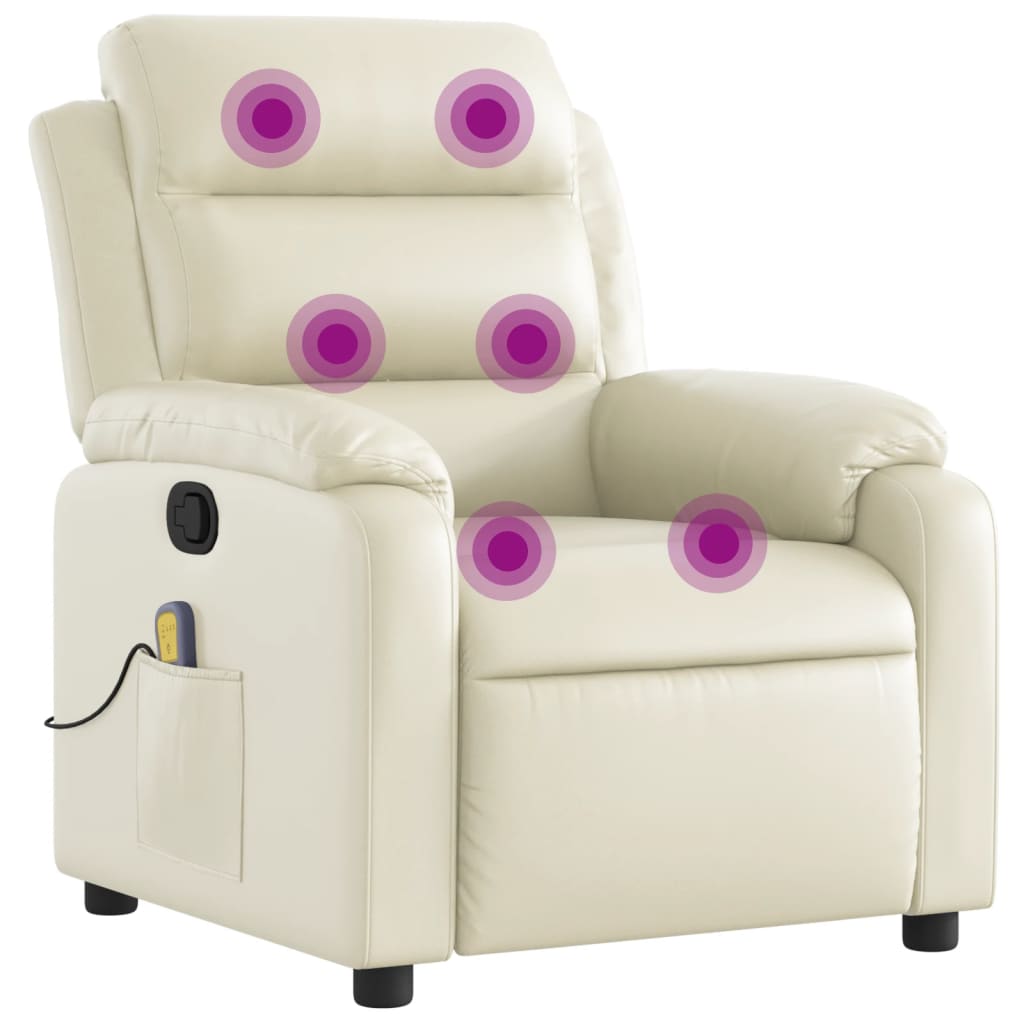 Massagestoel van kunstleer in crèmekleur is nu te koop bij PeponiXL, paradijselijk wonen!