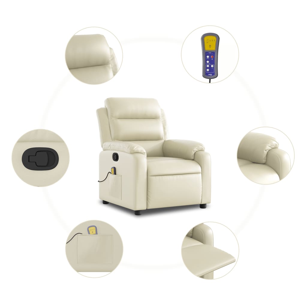 Massagestoel van kunstleer in crèmekleur is nu te koop bij PeponiXL, paradijselijk wonen!