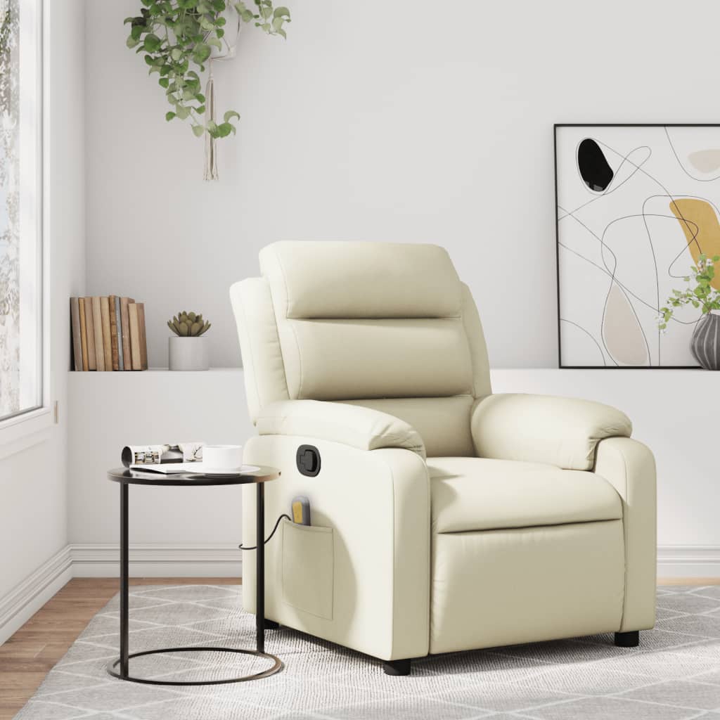 Massagestoel van kunstleer in crèmekleur is nu te koop bij PeponiXL, paradijselijk wonen!