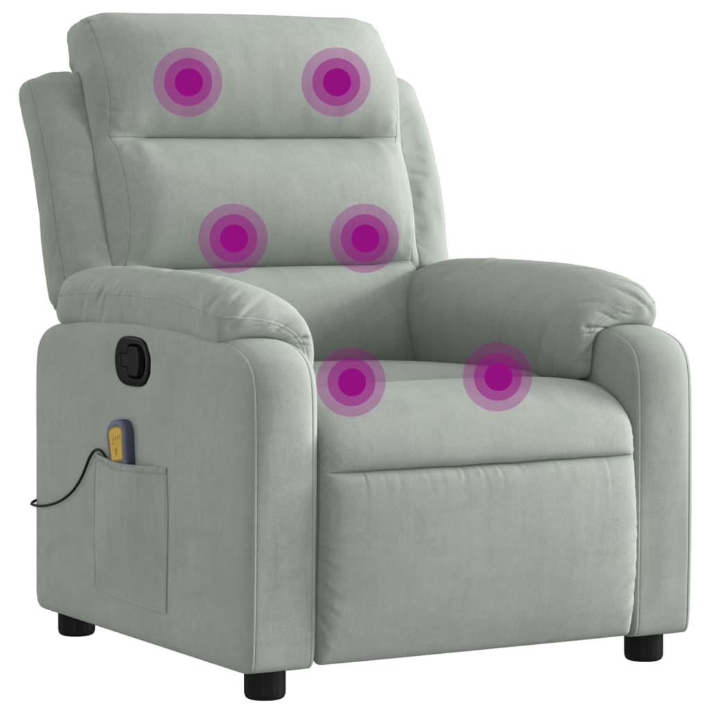Massagestoel lichtgrijs fluweel is nu te koop bij PeponiXL, paradijselijk wonen!